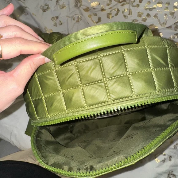 Kate Spade New York Quilted Green Nylon Puffer Mini/Medium Zip Backpack - Picture 14 of 15